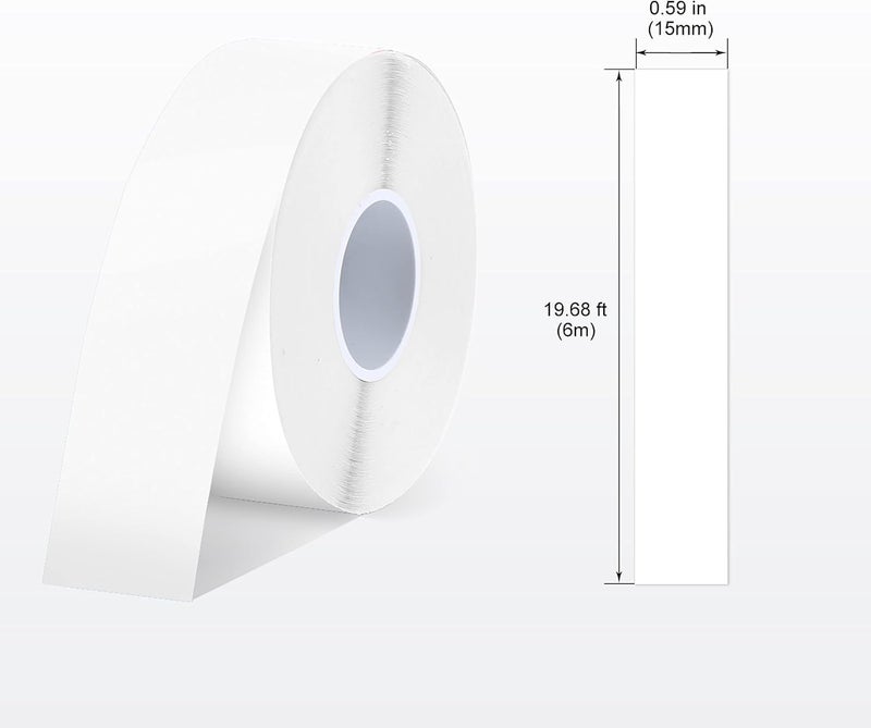 SUPVAN E10 & E11 Label Maker Tape, 0.59in × 19.7ft (15mm × 6m) Genuine Continuous Laminated Thermal Label Tape Refill, Waterproof Oilproof Child-Safe Durable Auto Detect Labels, Black on White - Image 2